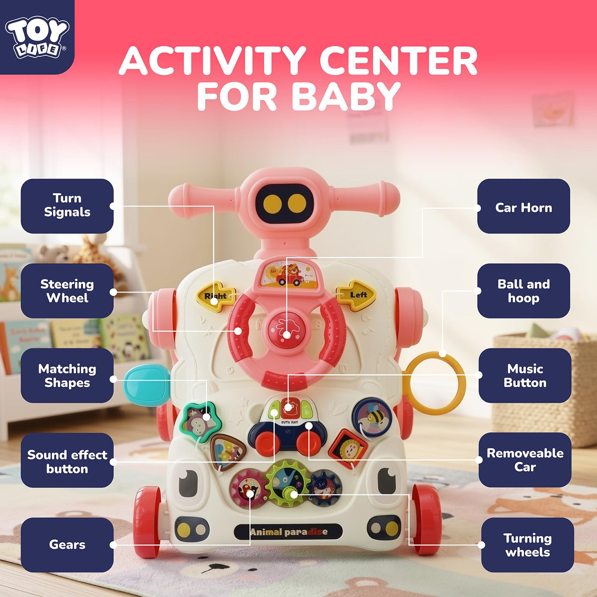 3-in-1 Baby Push Walker Sit to Stand Activity Table W60068