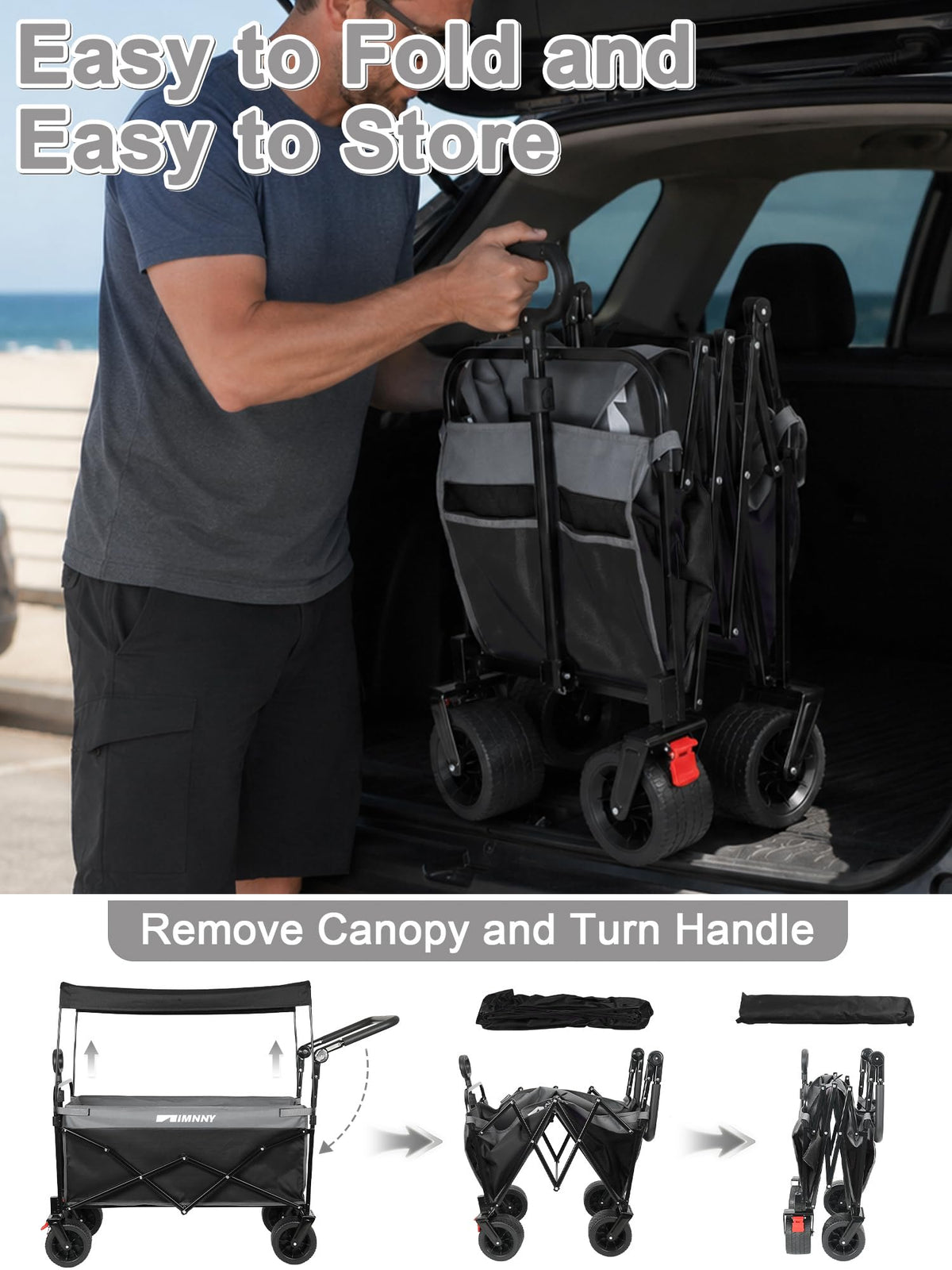 Collapsible Wagon with Canopy Black B92290