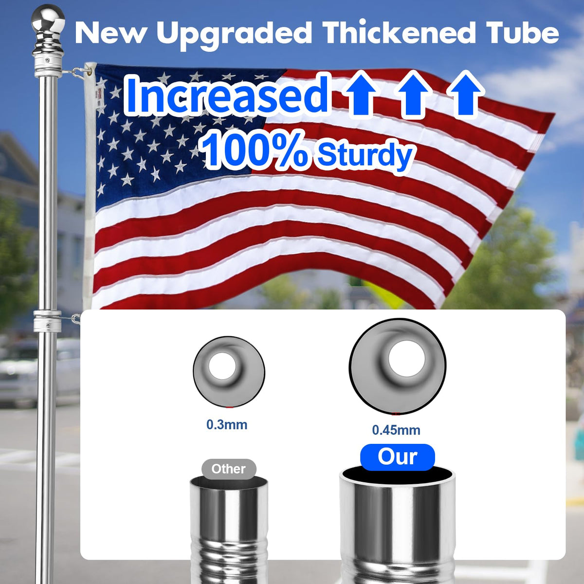 Stainless Steel 6 FT Flag Pole Kit E6998