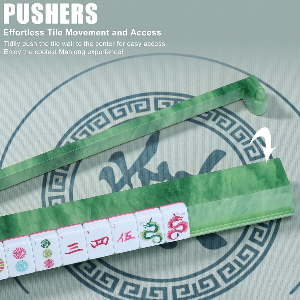 4 Pcs 18.7 Inch Acrylic Mahjong Tile Racks with Pushers I8015