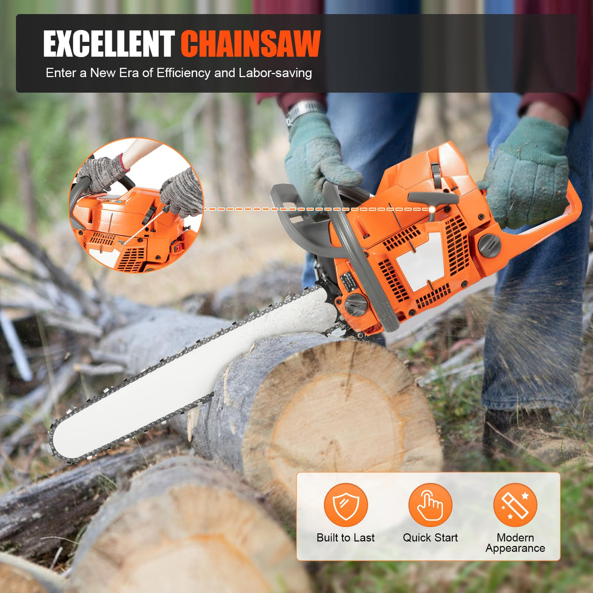 24'' 72CC 2-Stroke Gas Chainsaw K5498