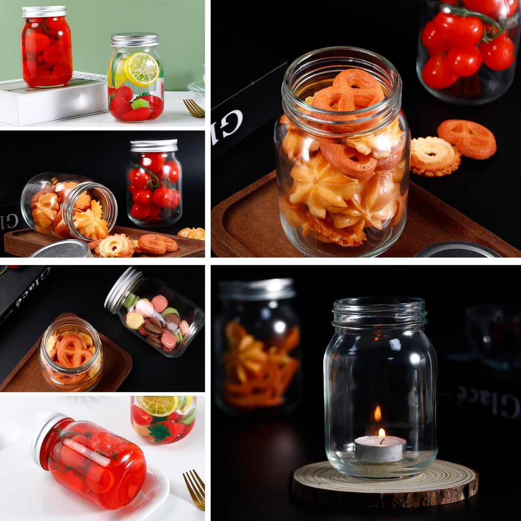 16 Pack 16 Oz Clear Glass Mason Jars O126