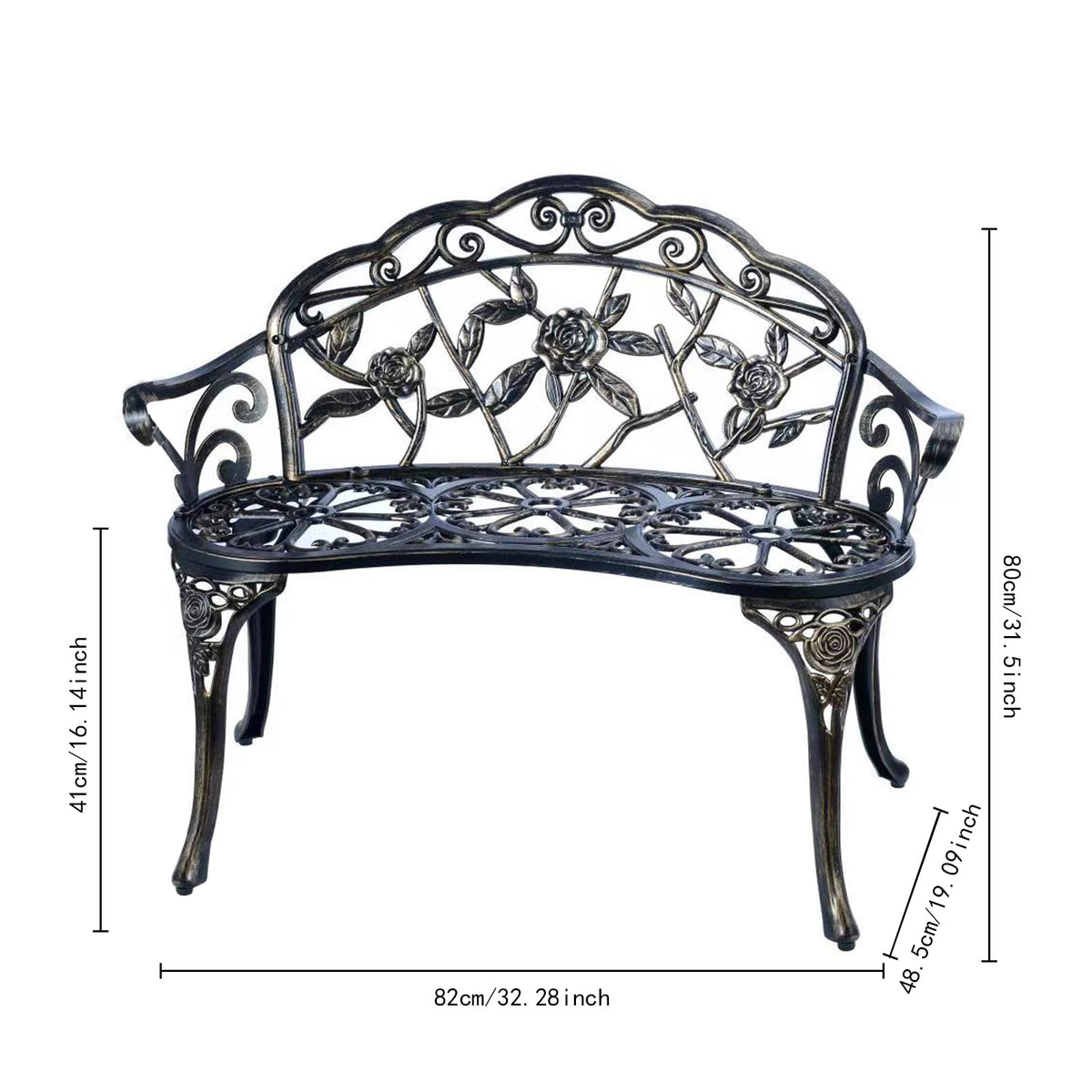 Metal Cast Aluminum Patio Garden Bench V9337