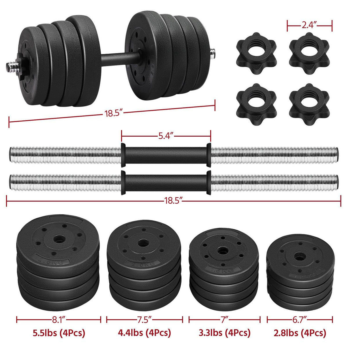 Adjustable Dumbbell Set with Spinlock Collars F114969