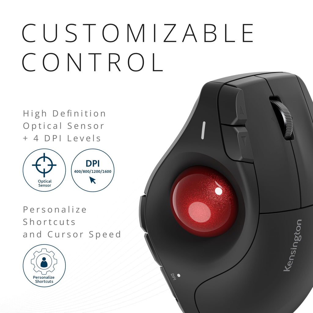Wireless Vertical Trackball Mouse, Rechargeable - Black Y874