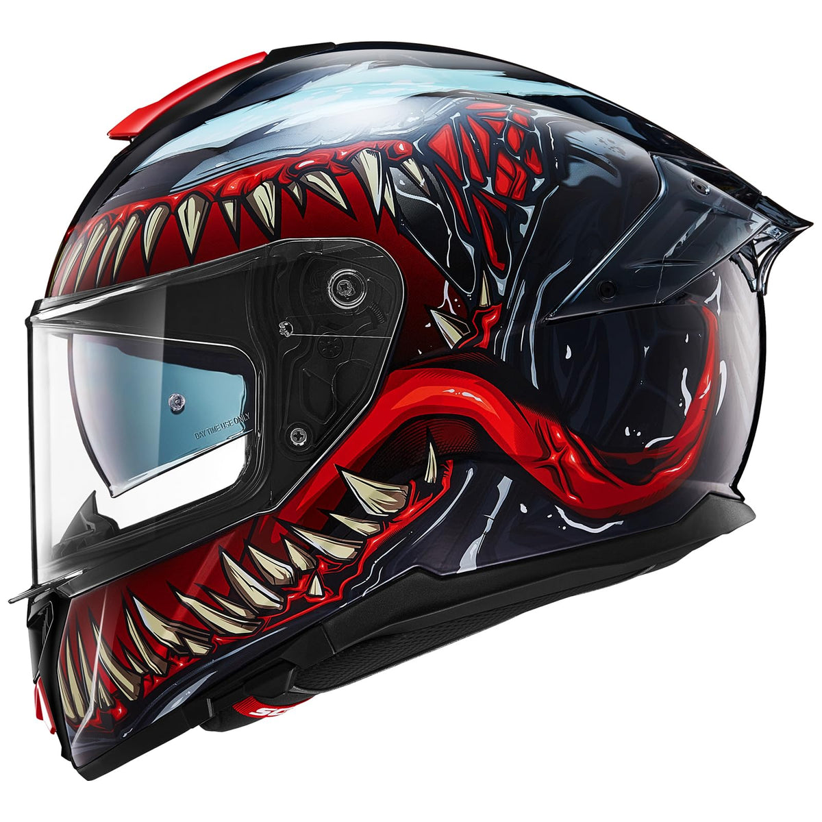 Full Face Dual Visor Motorcycle Helmet with Rear Wing D672