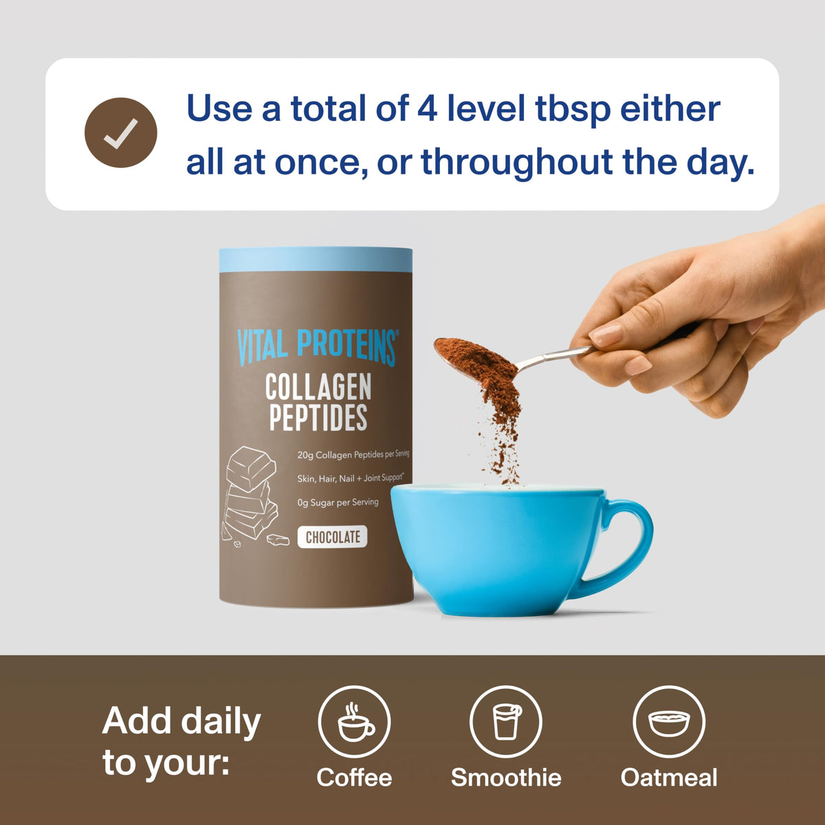 Collagen Peptides Powder, Chocolate, 13.5oz F6966
