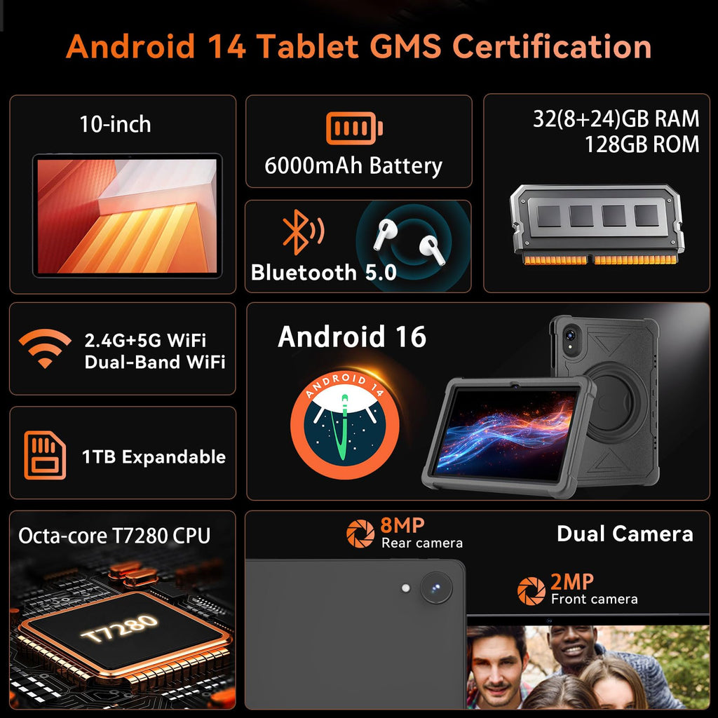 10 Inch Android 16 Tablet 32GB RAM 128GB ROM J11034