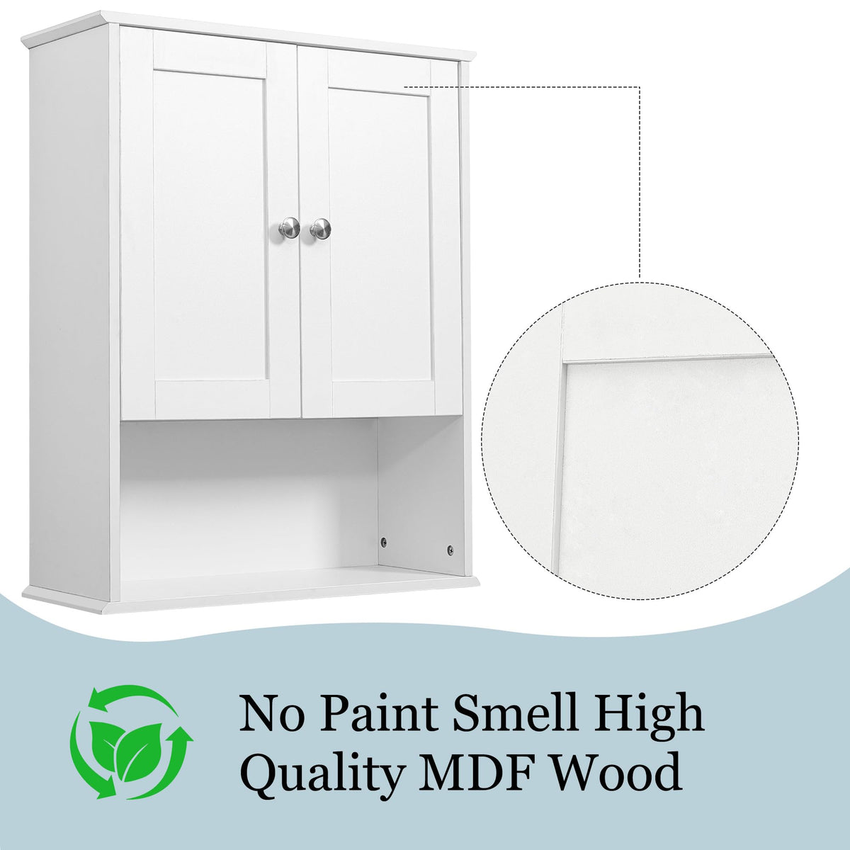 White 20x28 Inch Wall Mounted Bathroom Cabinet with Adjustable Shelf Z12911