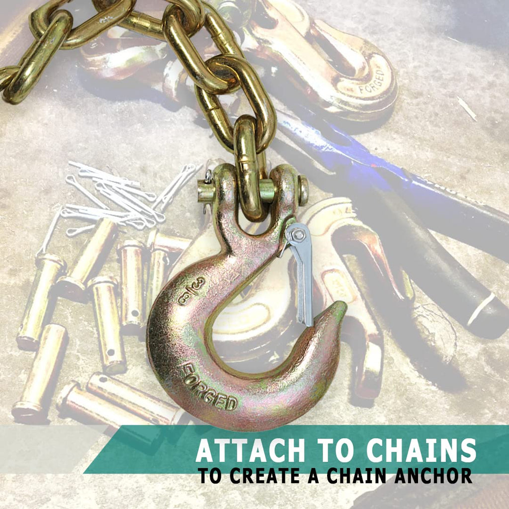 4 Pack 3/8" Grade 70 Forged Clevis Slip Hook with Safety Latch M9961