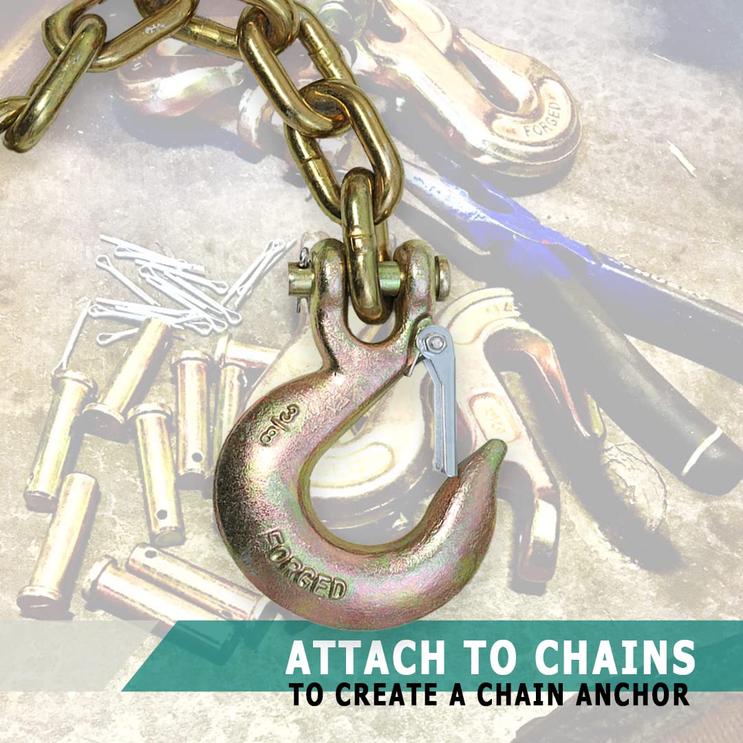 4 Pack 3/8" Grade 70 Forged Clevis Slip Hook with Safety Latch M9961