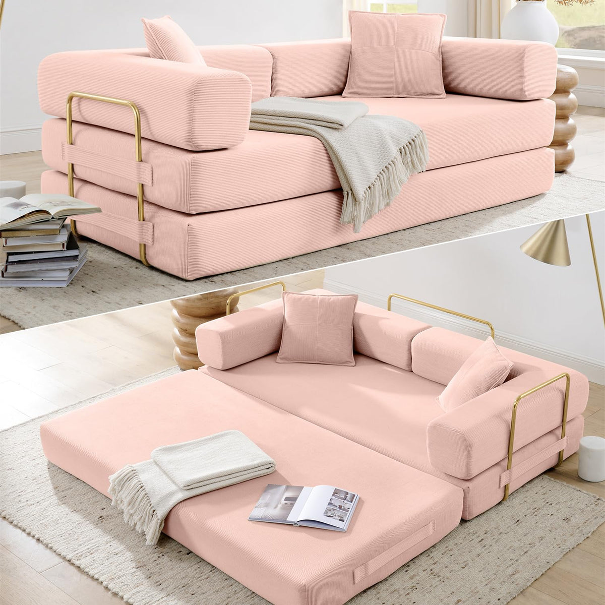 Pink Futon Sleeper Sofa Bed C6273