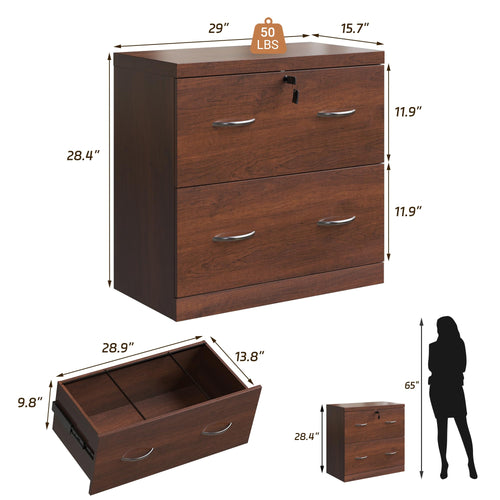 2 Drawer Wood File Cabinet with Lock M44129