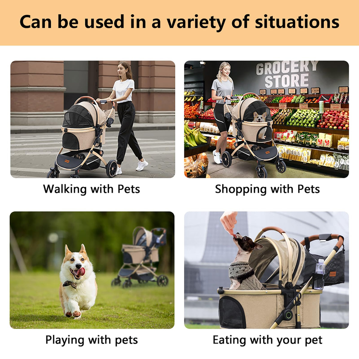 Dog Stroller with Removable Carrier J8371