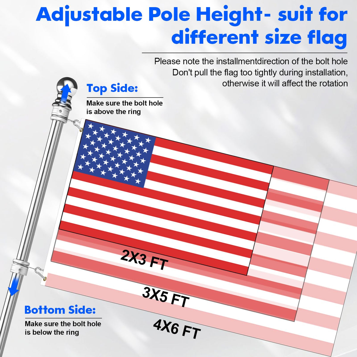 Stainless Steel 6 FT Flag Pole Kit E6998