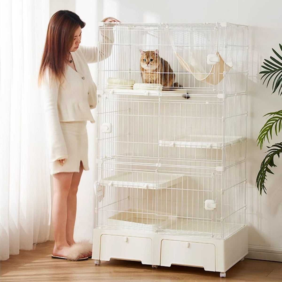4 Tier Indoor Cat Enclosure with 3 Jumping Platforms M141756