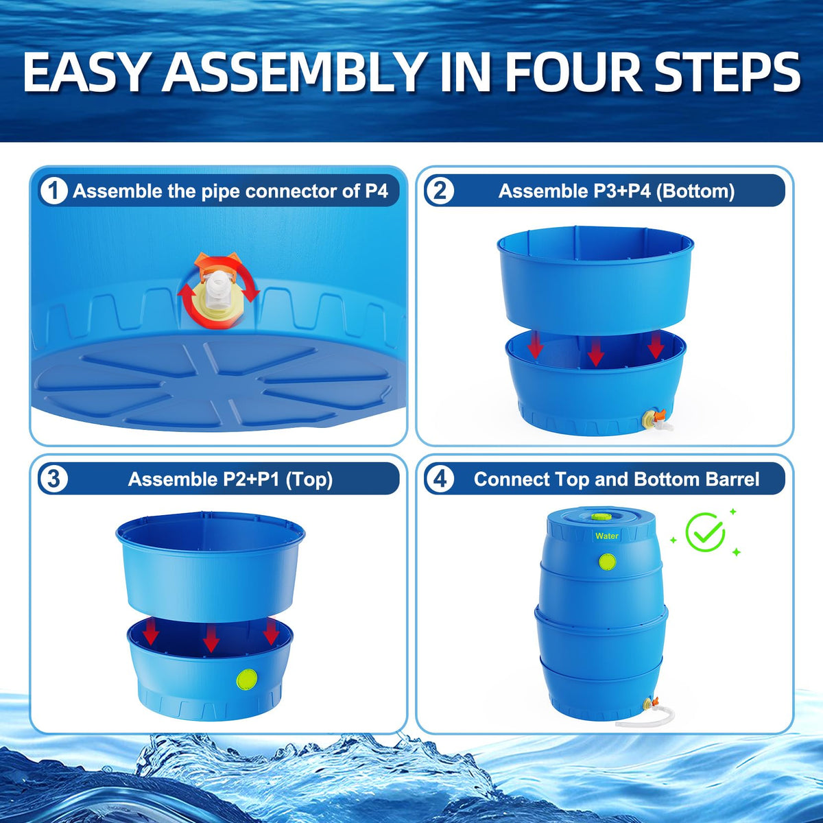 50 Gallon Blue BPA-Free Water Storage Barrel with Spigot H917178
