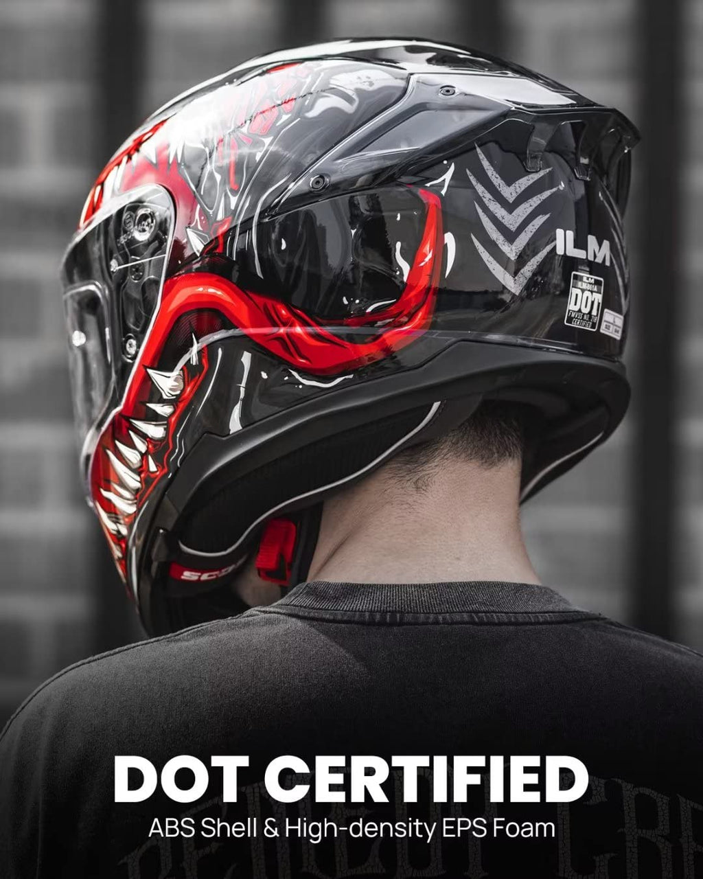 Full Face Dual Visor Motorcycle Helmet with Rear Wing D672