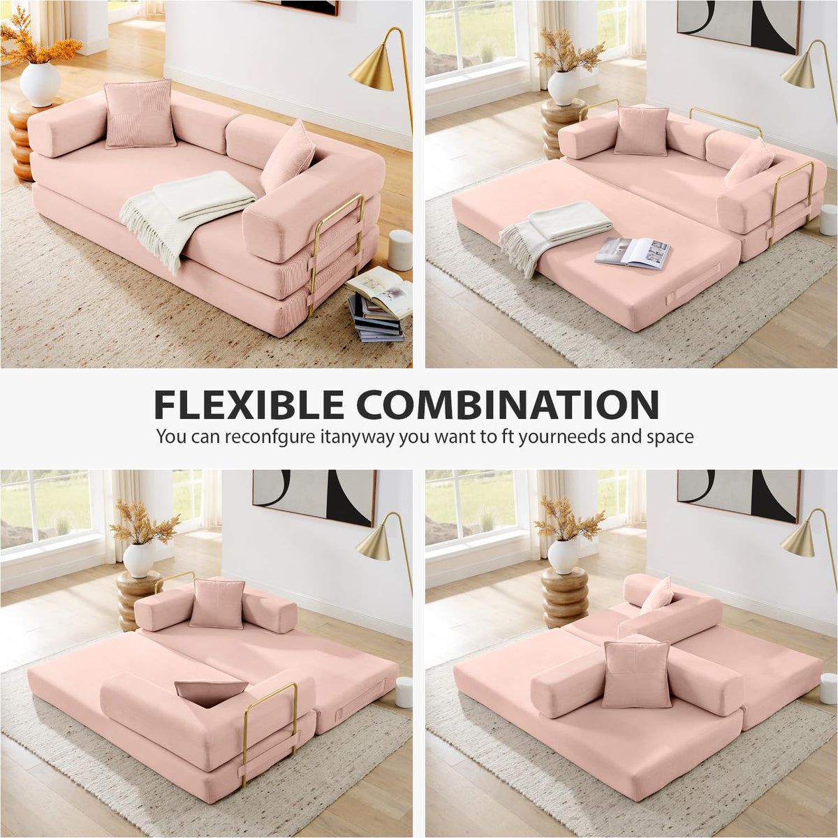 Pink Futon Sleeper Sofa Bed C6273