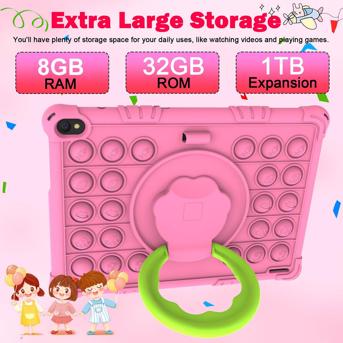 10 inch Kids Tablet 8GB RAM 32GB ROM Pink P282067