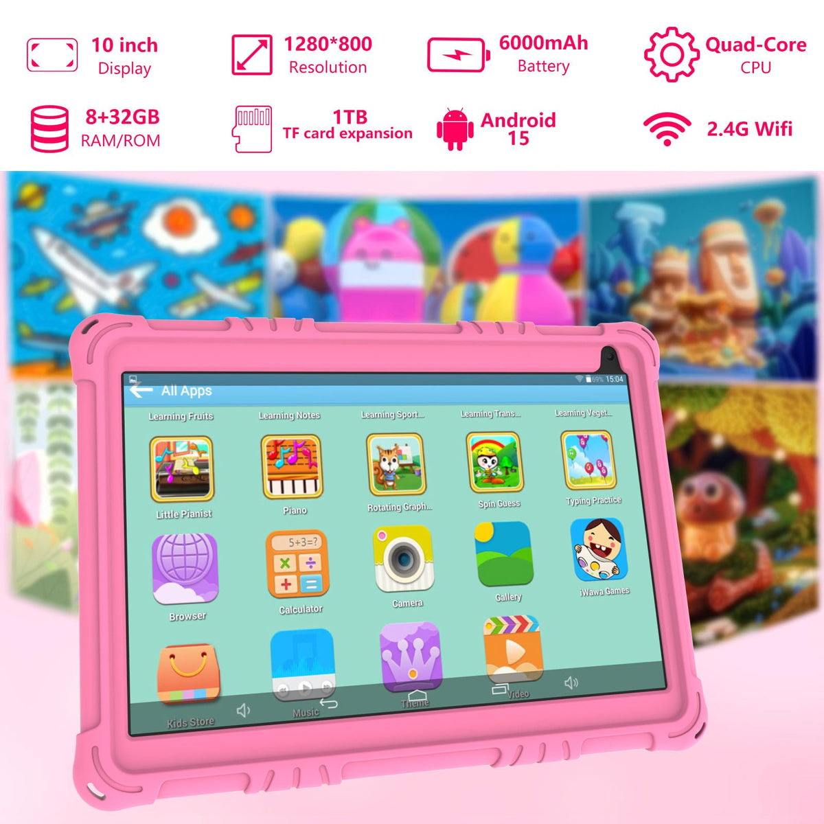 10 inch Kids Tablet 8GB RAM 32GB ROM Pink P282067