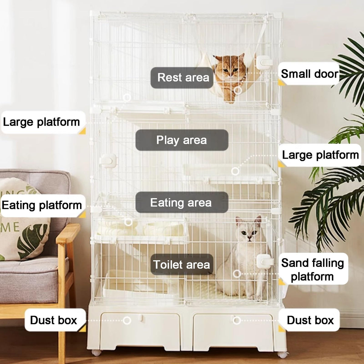 4 Tier Indoor Cat Enclosure with 3 Jumping Platforms M141756