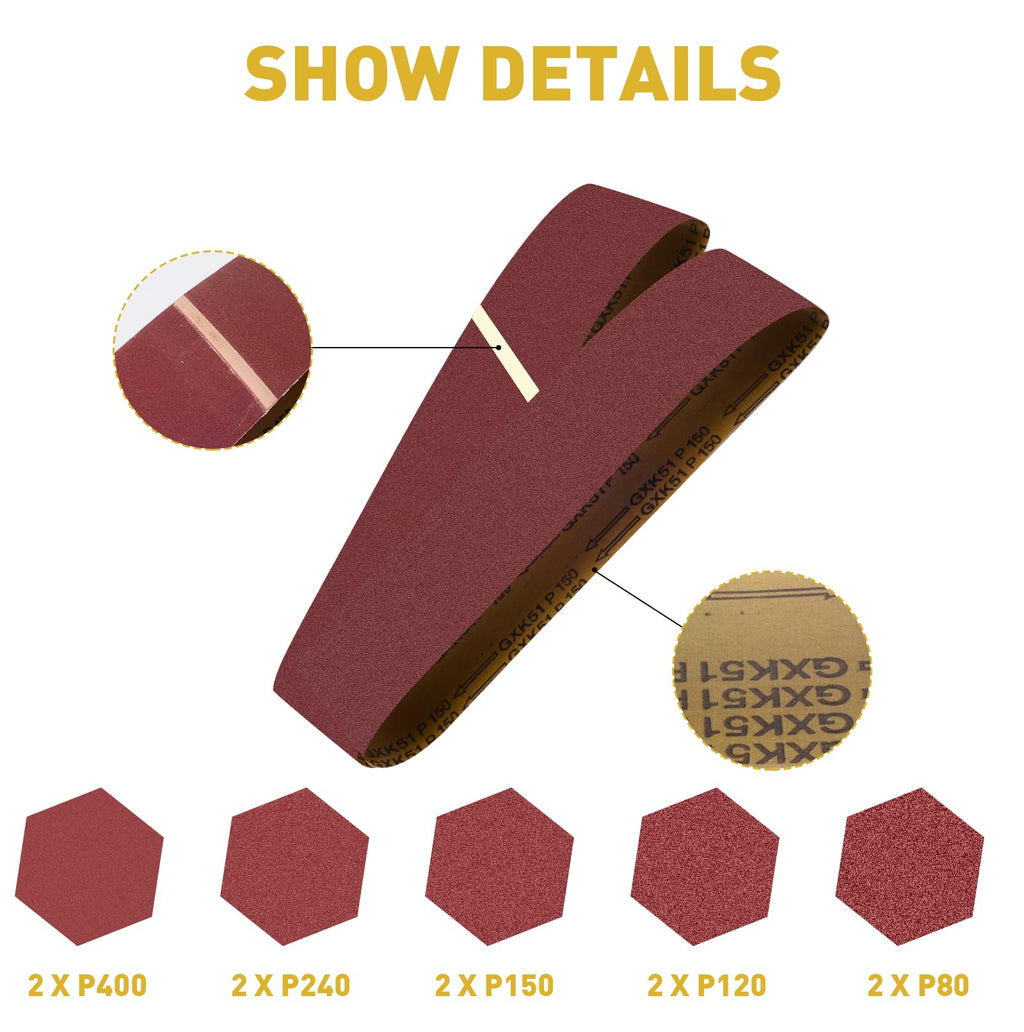 4 x 36 Inch Aluminum Oxide Sanding Belts and 6 Inch Sanding Discs Pack of 14 A9317
