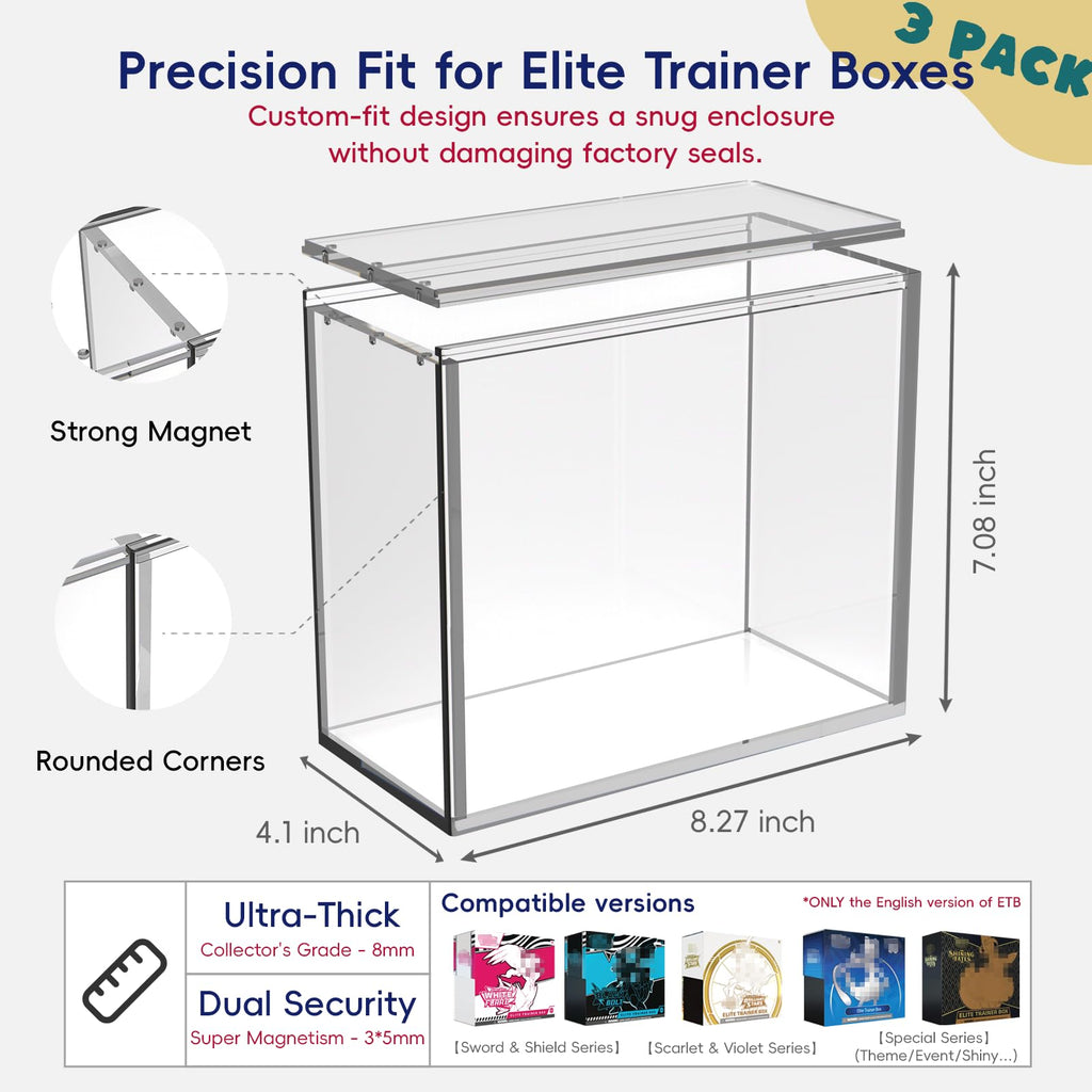 3 Pack Acrylic Case with Sliding Magnetic Lid Z89410
