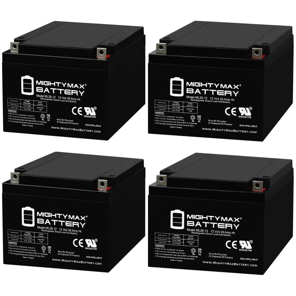 12V 26AH Sealed Lead Acid Battery 4 Pack F94591