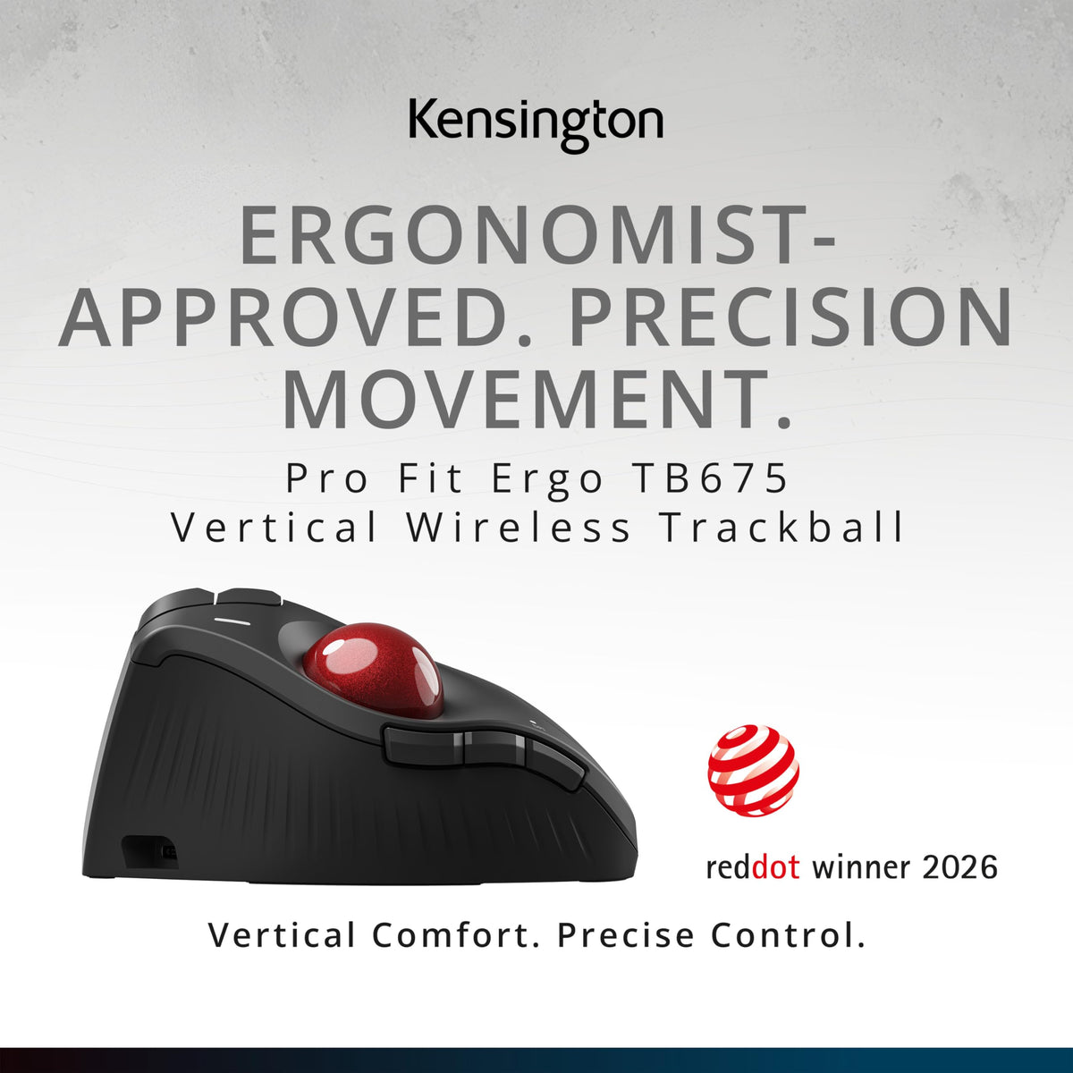 Wireless Vertical Trackball Mouse, Rechargeable - Black Y874