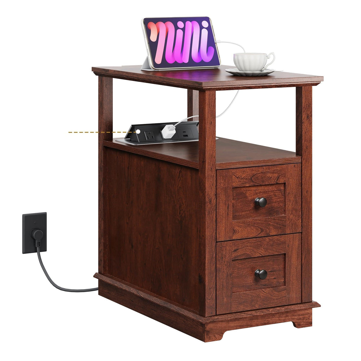 End Table with Charging Station & 2 Drawers I518895