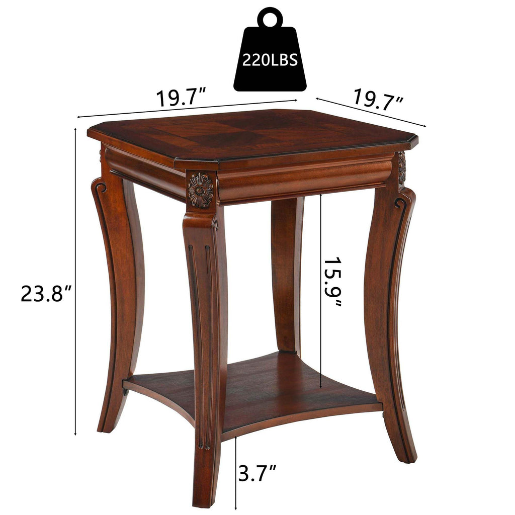 Vintage Wood End Table with Storage Shelf K554