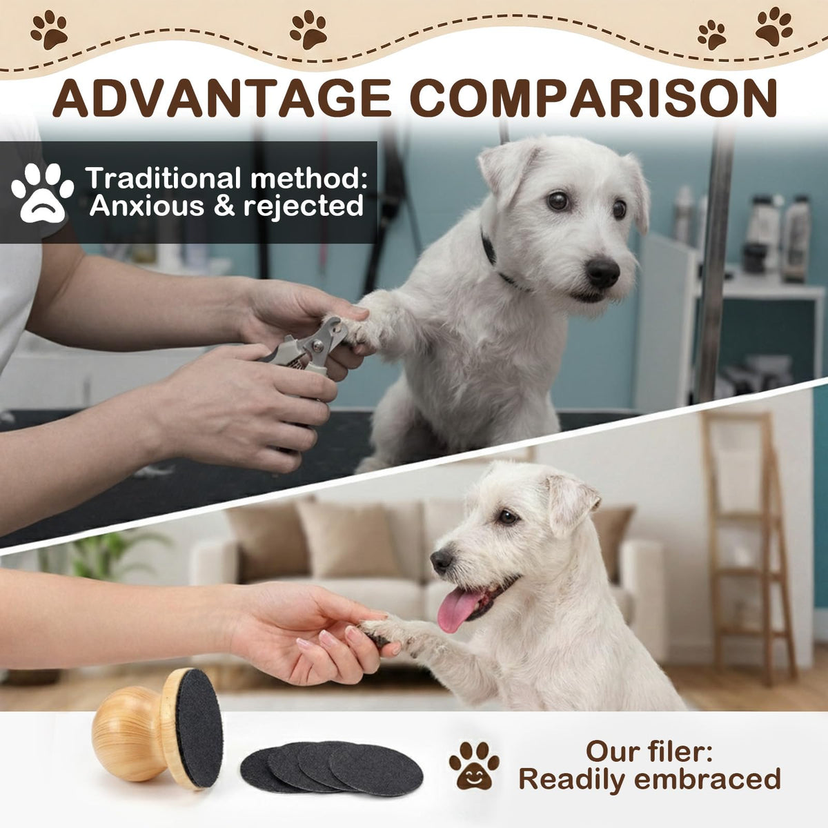 Dog Nail File Grinder Board with 4-Pack Replaceable Sandpaper Discs N48938