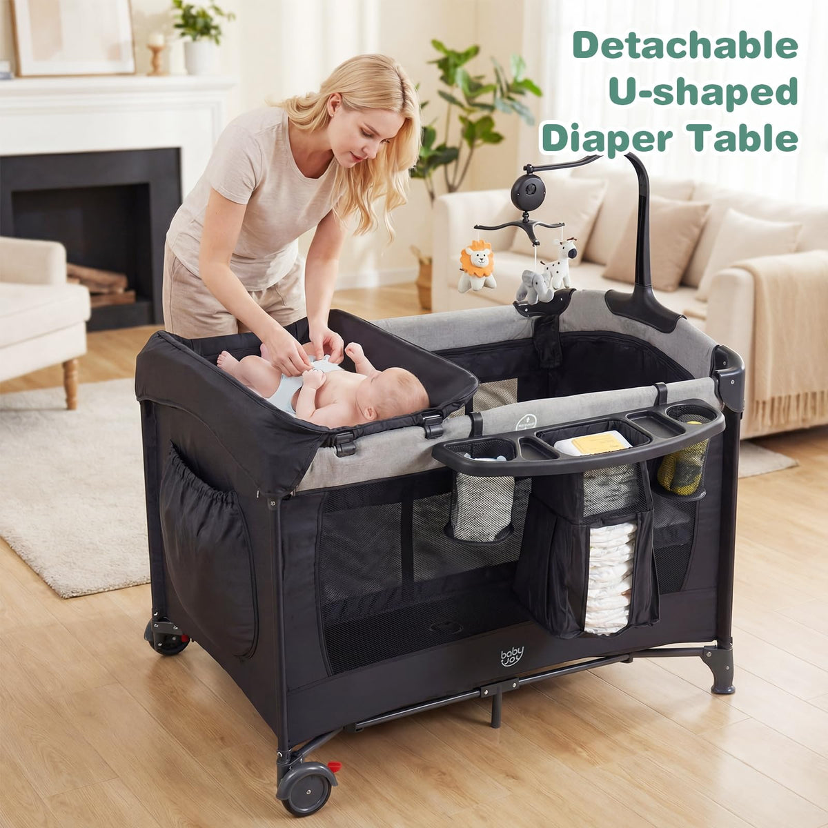 5-in-1 Pack and Play Bassinet Playard with Diaper Changer L484037