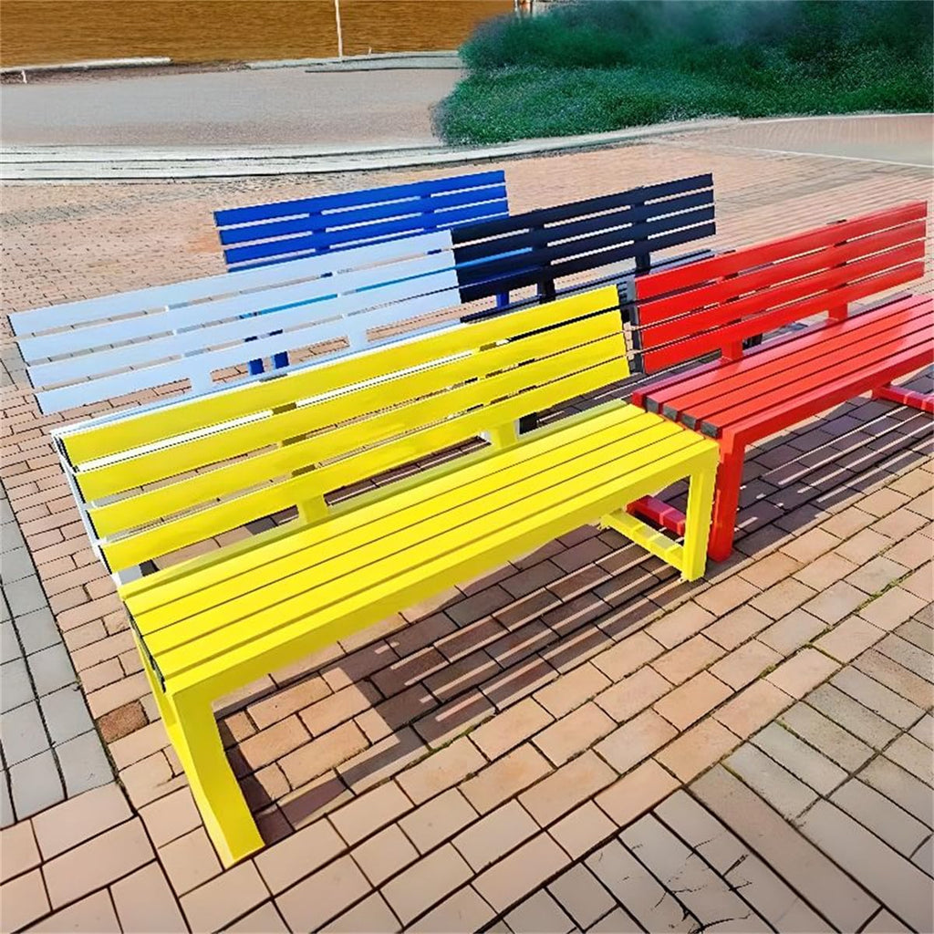 White Water-Resistant Alloy Patio Bench with Back W4418