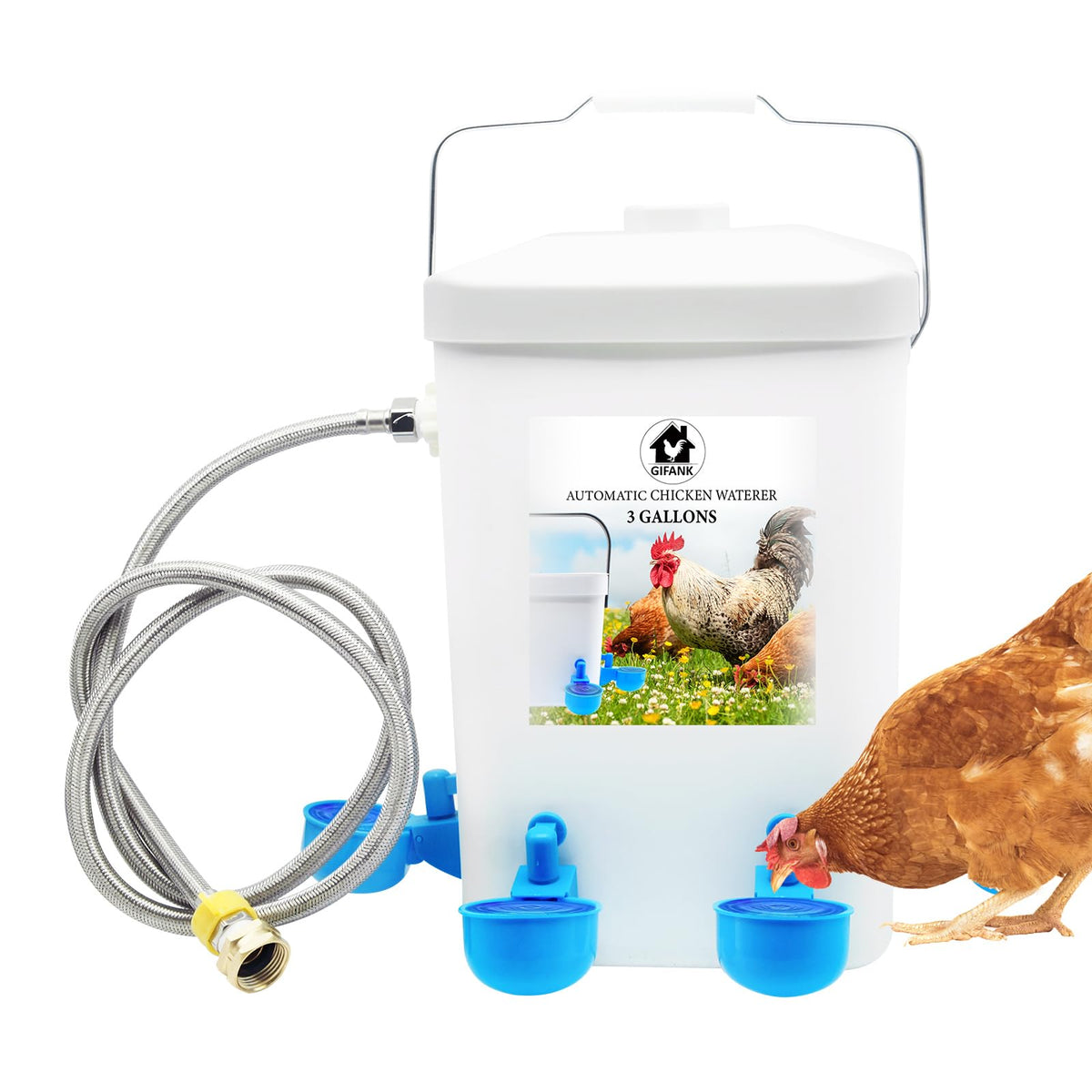 3 Gallons Automatic Poultry Waterer with Hose Attachment P867