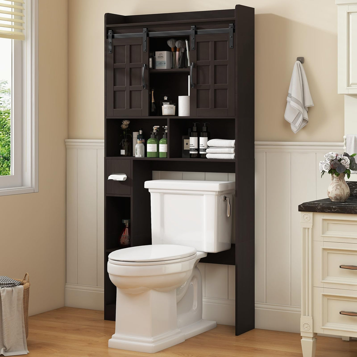 Over The Toilet Storage Cabinet with Sliding Doors W907