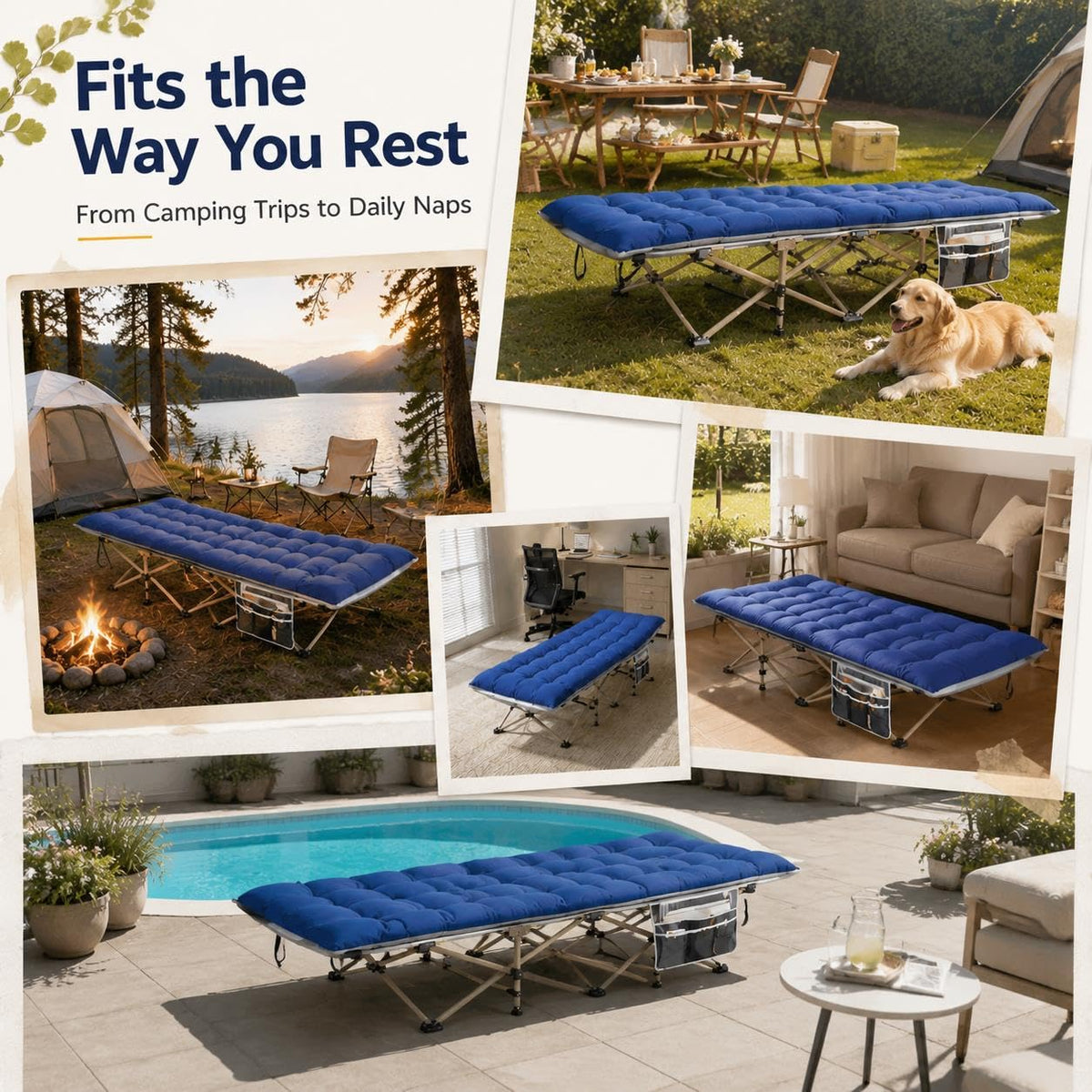 Folding Camping Cot with Thick Mat & Carry Bag R561