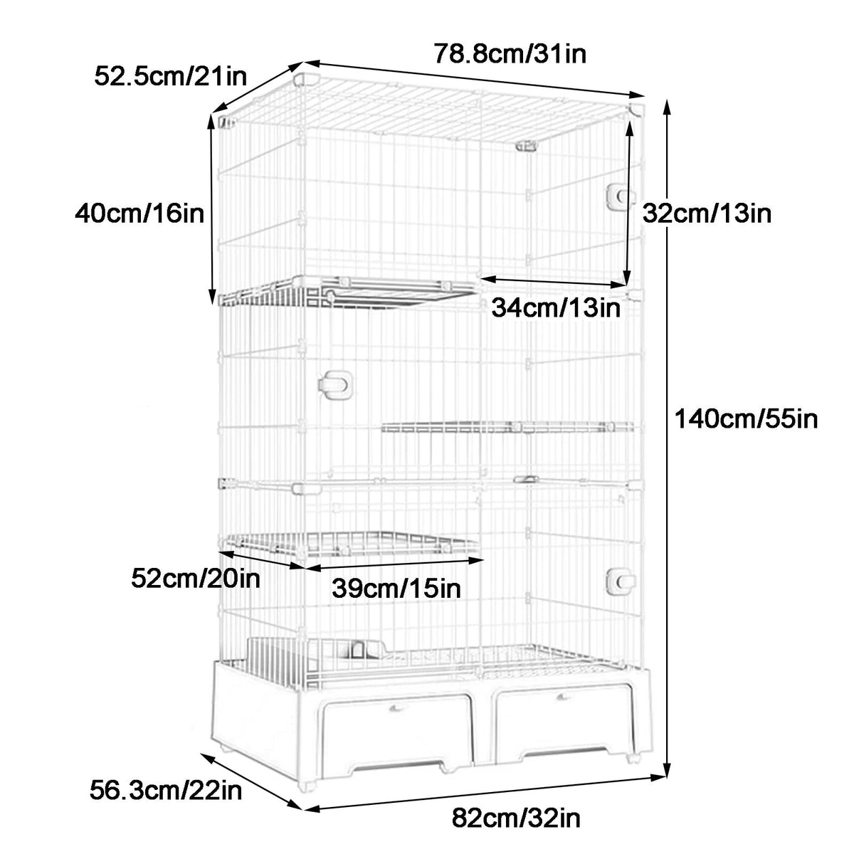 4 Tier Indoor Cat Enclosure with 3 Jumping Platforms M141756