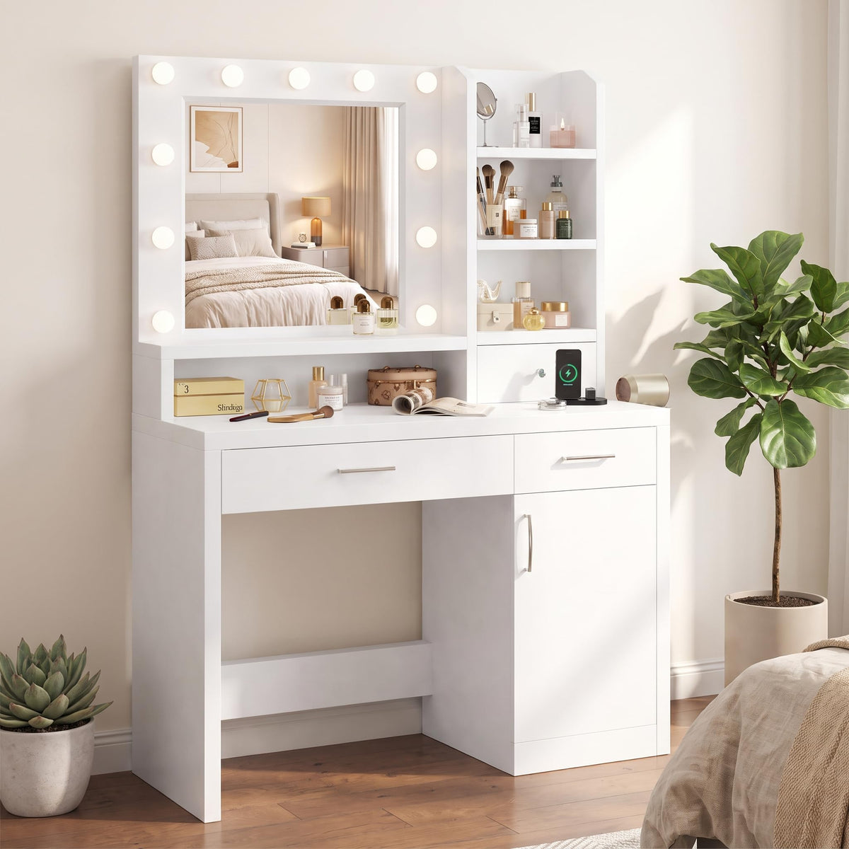 Makeup Vanity Desk with Mirror and Lights R969996