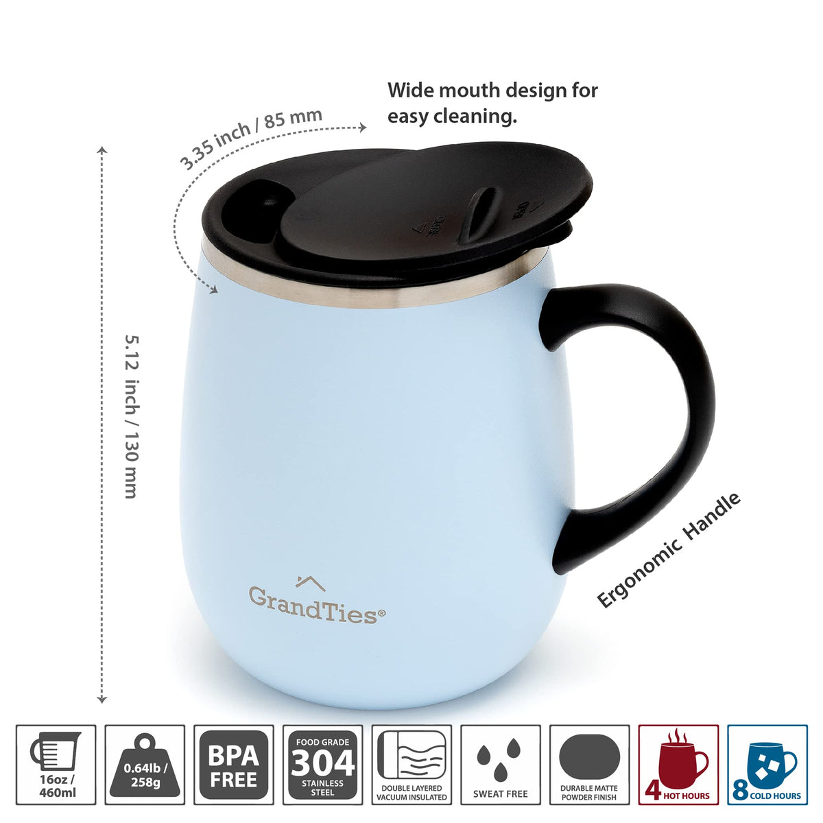 16 oz Insulated Stainless Steel Tumbler 2-Pack with Handle & Sliding Lid K25641