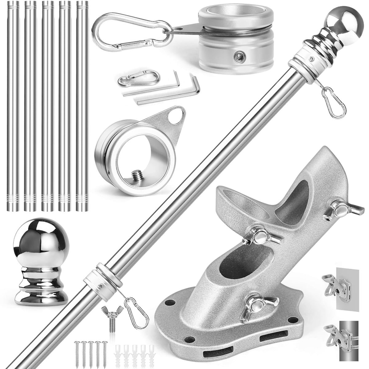 Stainless Steel 6 FT Flag Pole Kit E6998