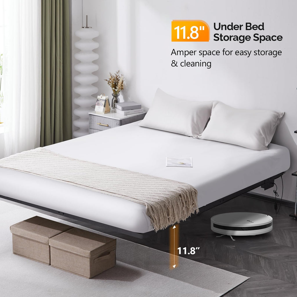 14 Inch Full Floating Bed Frame with USB Charging Station and LED Lights G527339