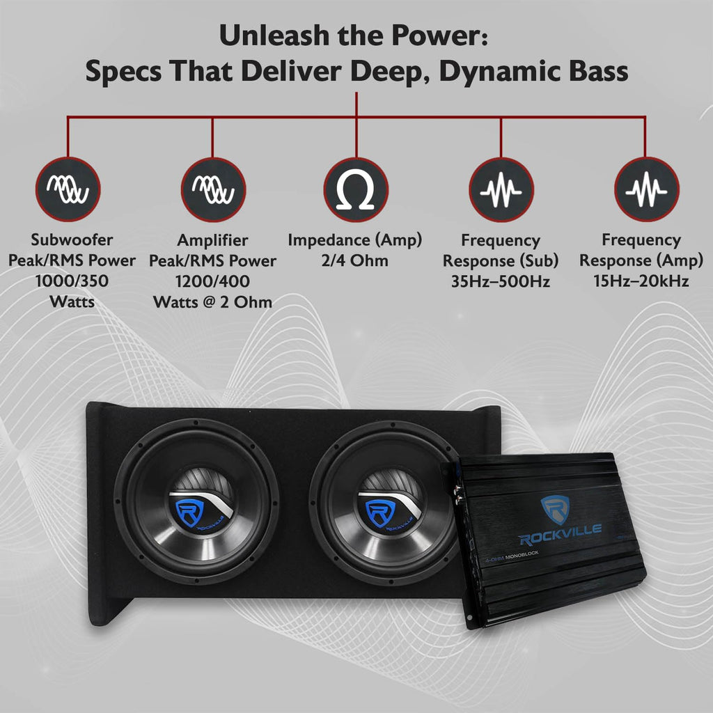 Dual 10" Car Subwoofer Enclosure with Mono Amplifier W132430