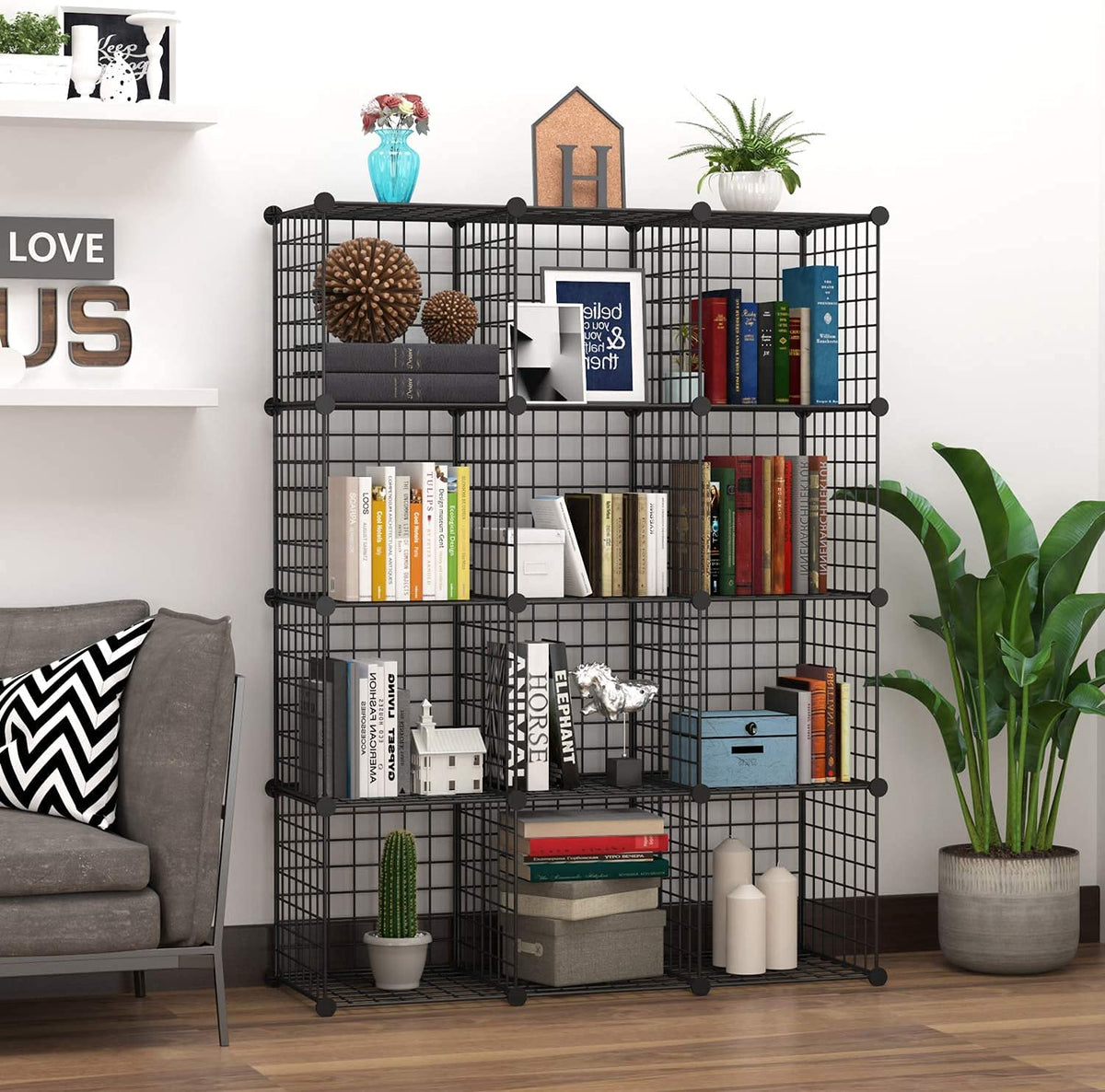 Black 12 Cube Wire Storage Organizer K668