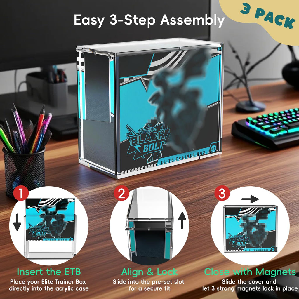 3 Pack Acrylic Case with Sliding Magnetic Lid Z89410