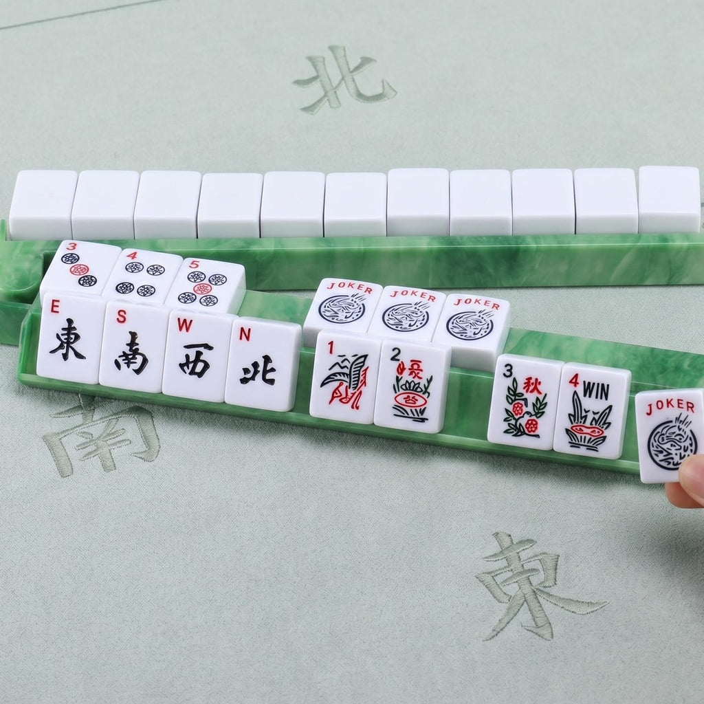 4 Pcs 18.7 Inch Acrylic Mahjong Tile Racks with Pushers I8015