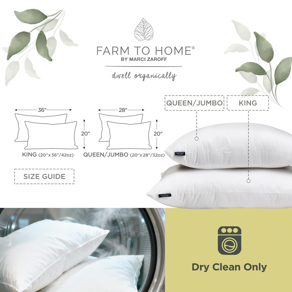 Feather and Down Pillows, 100% Organic Cotton Cover Z994406