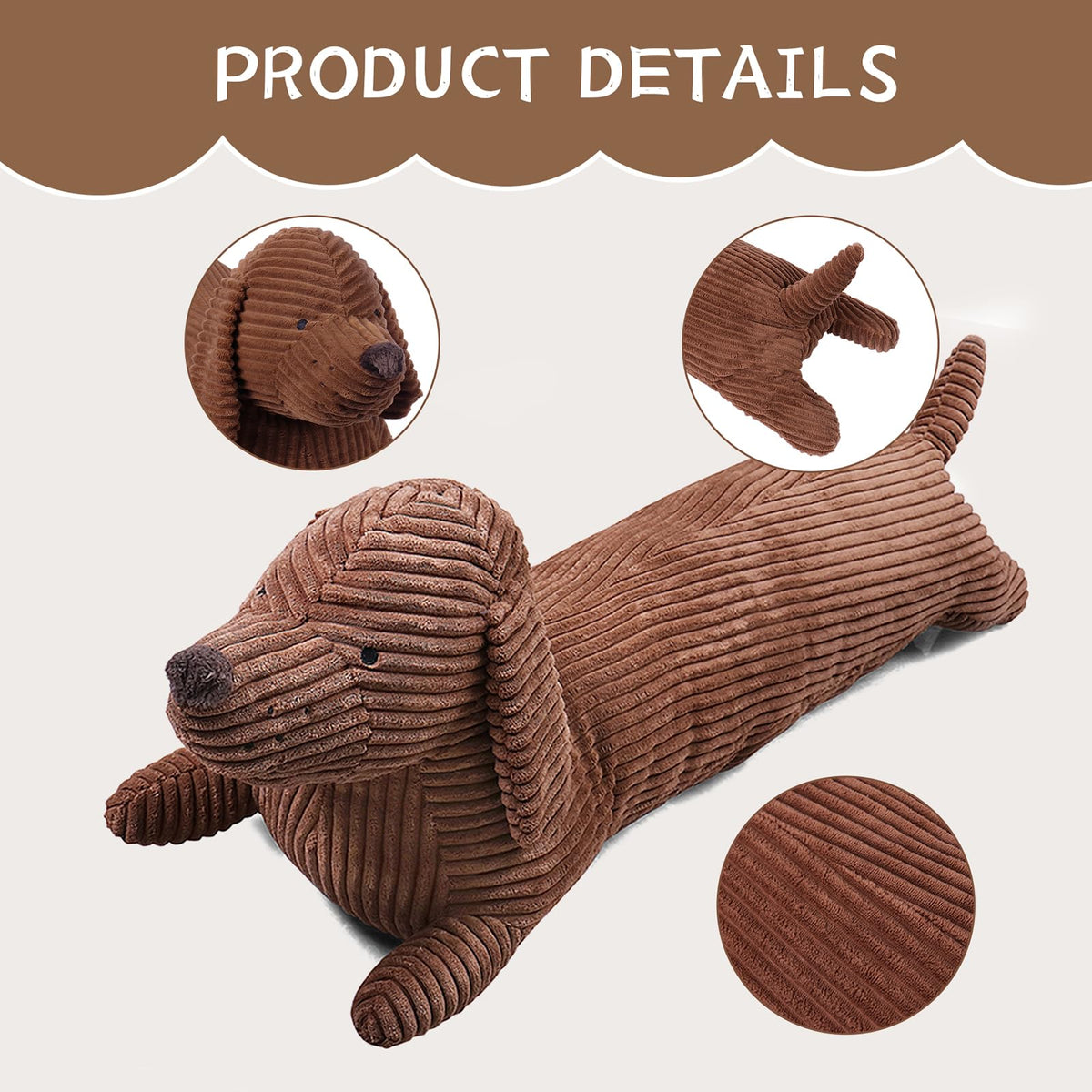 36" Dachshund Dog Stuffed Animal Plush Body Pillow B507