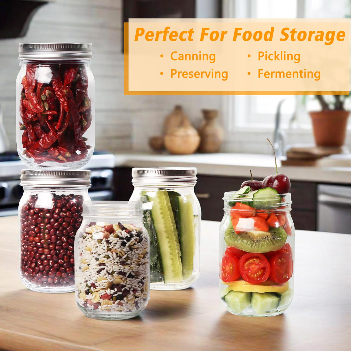 12 oz Mason Jars with Lids and Bands, 20 Pack Q474752